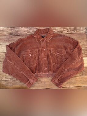 Black Label Cropped Corduroy Jacket in Rust